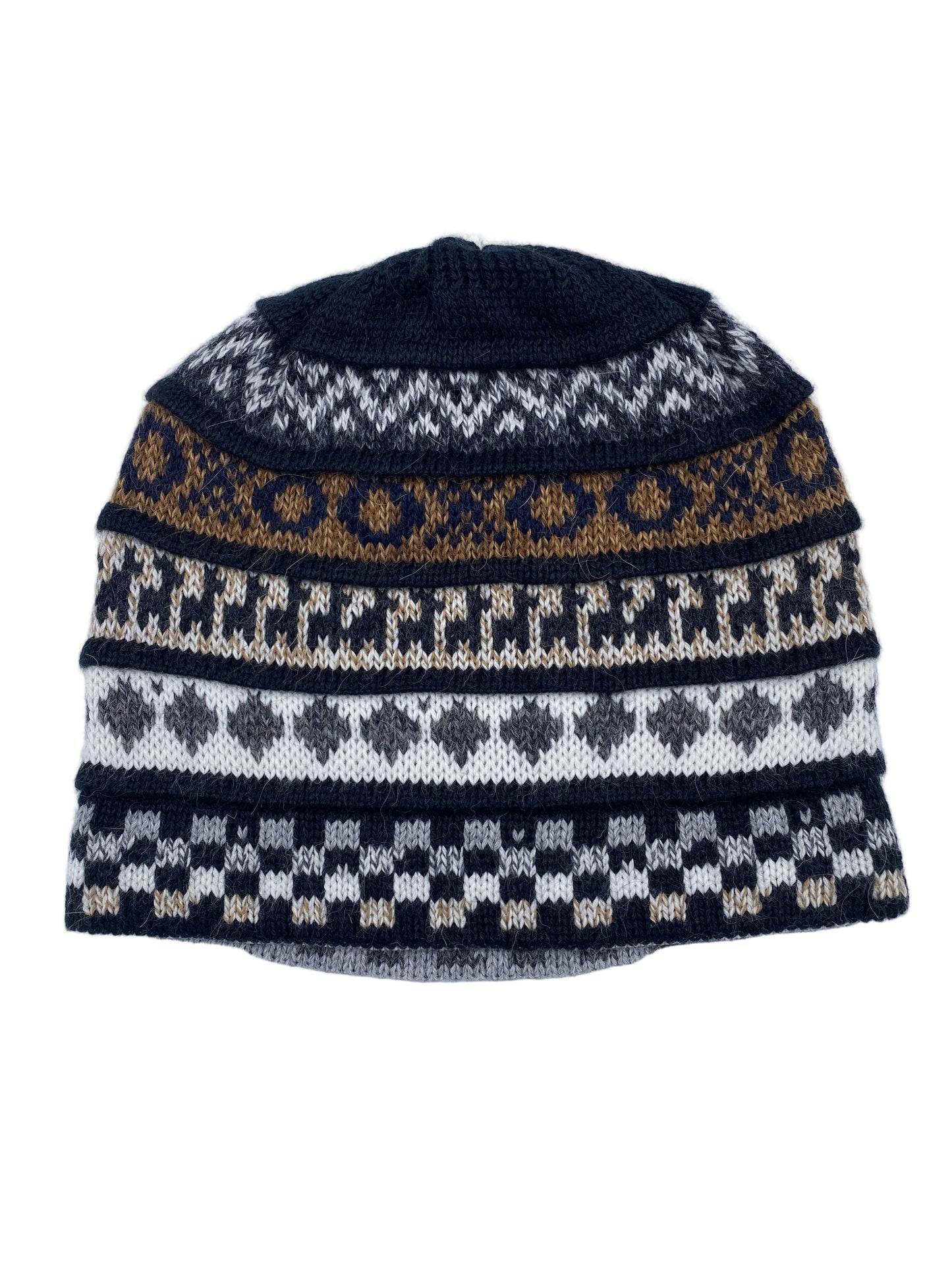 Reversible Baby Alpaca Hat with Multicolor design