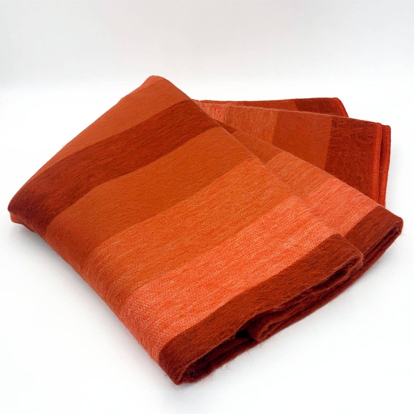 Soft & Warm Baby Alpaca Wool Blanket - Queen 90" x 65" - thick stripes pattern red