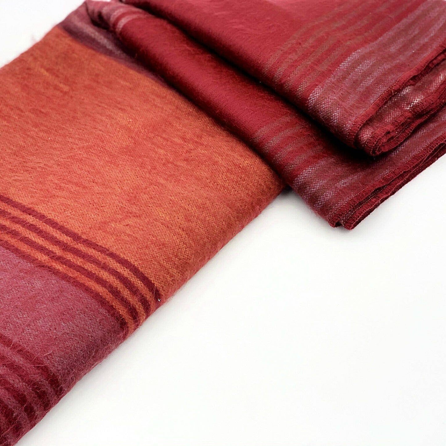 Soft & Warm Baby Alpaca Wool Blanket - Queen 95" x 65" - Multi Colored Stripes Pattern