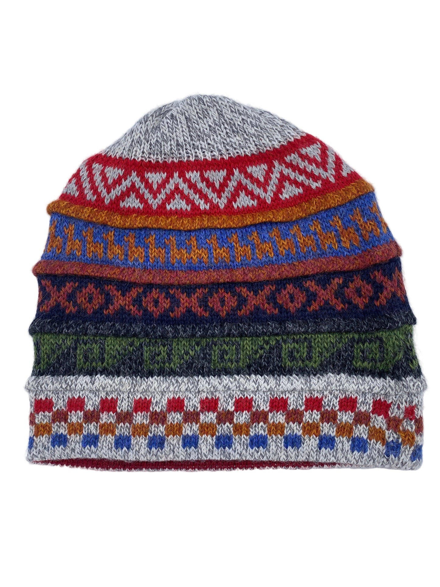 Reversible Baby Alpaca Hat with Multicolor design