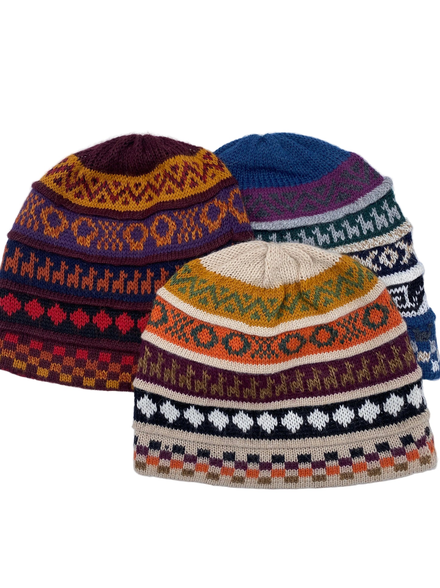 Reversible Baby Alpaca Hat with Multicolor design