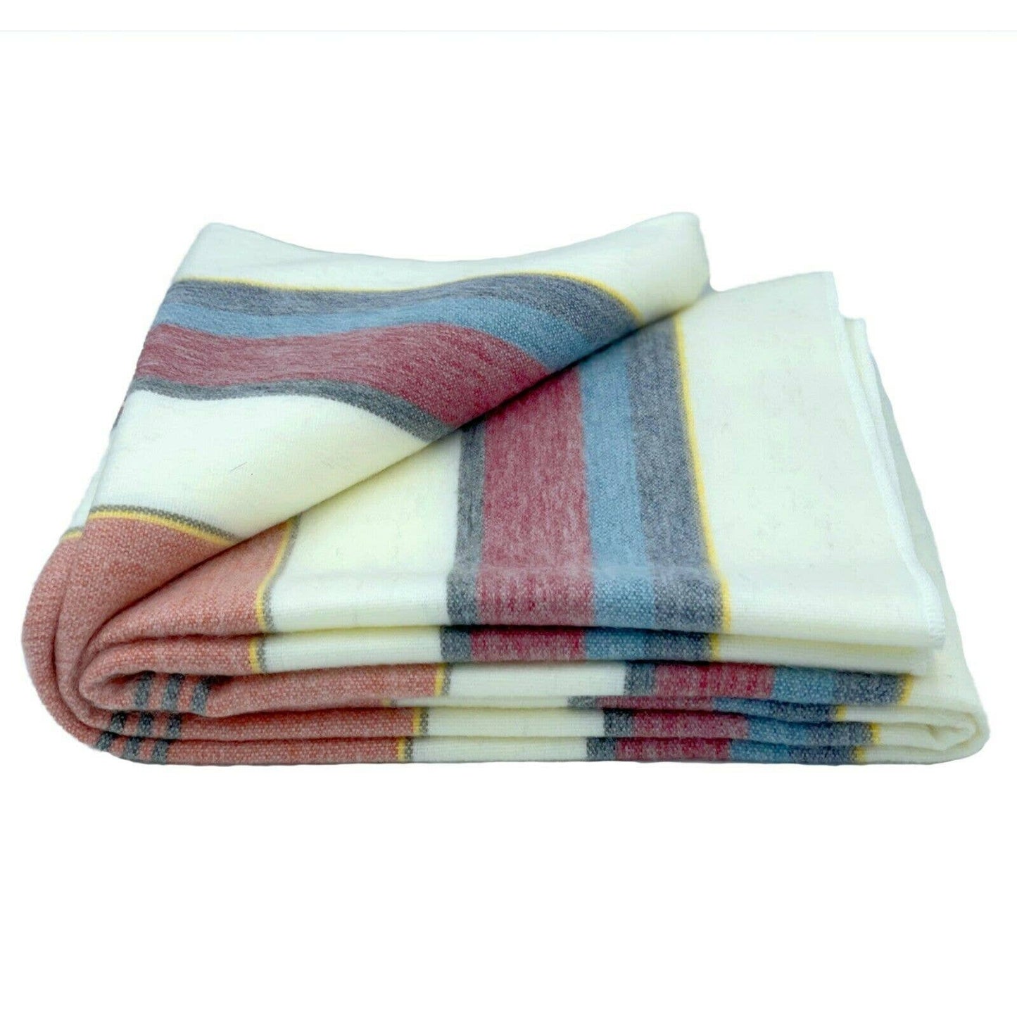 Soft & Warm Baby Alpaca Wool Blanket - Queen 95" x 63" - Multi Colored Stripes Pattern