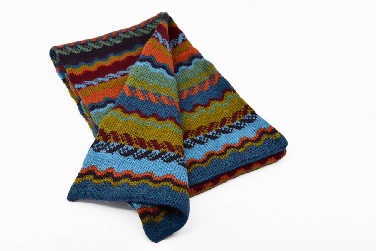 Steamboat Alpaca Extra Fine Geometric Scarf Knit Waves