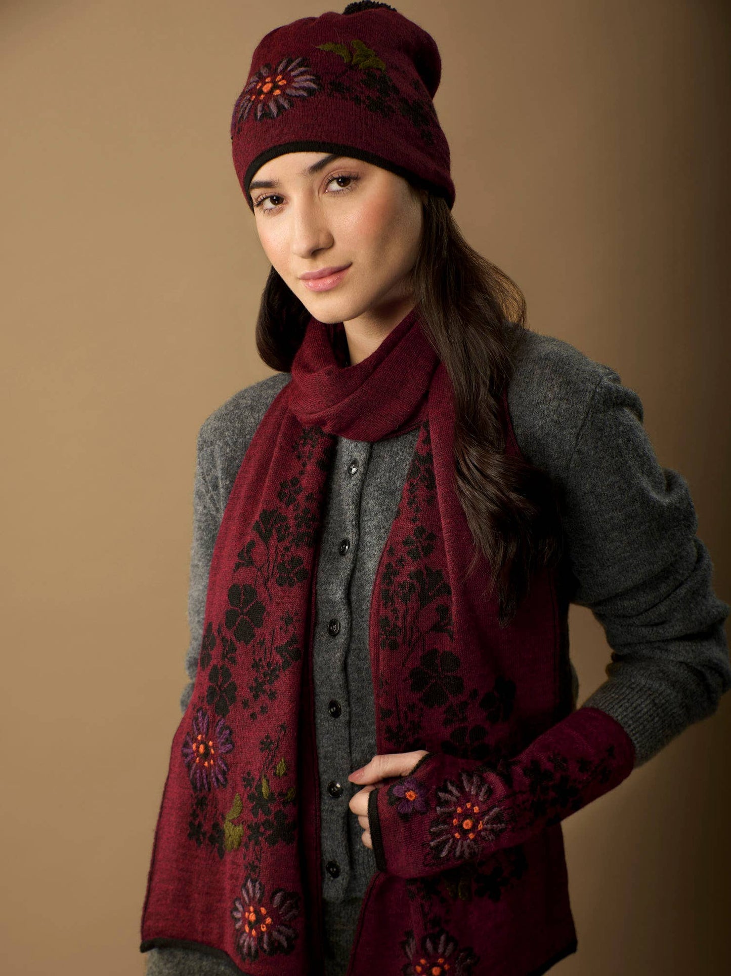 Julia Alpaca Scarf | Hand Embroidered