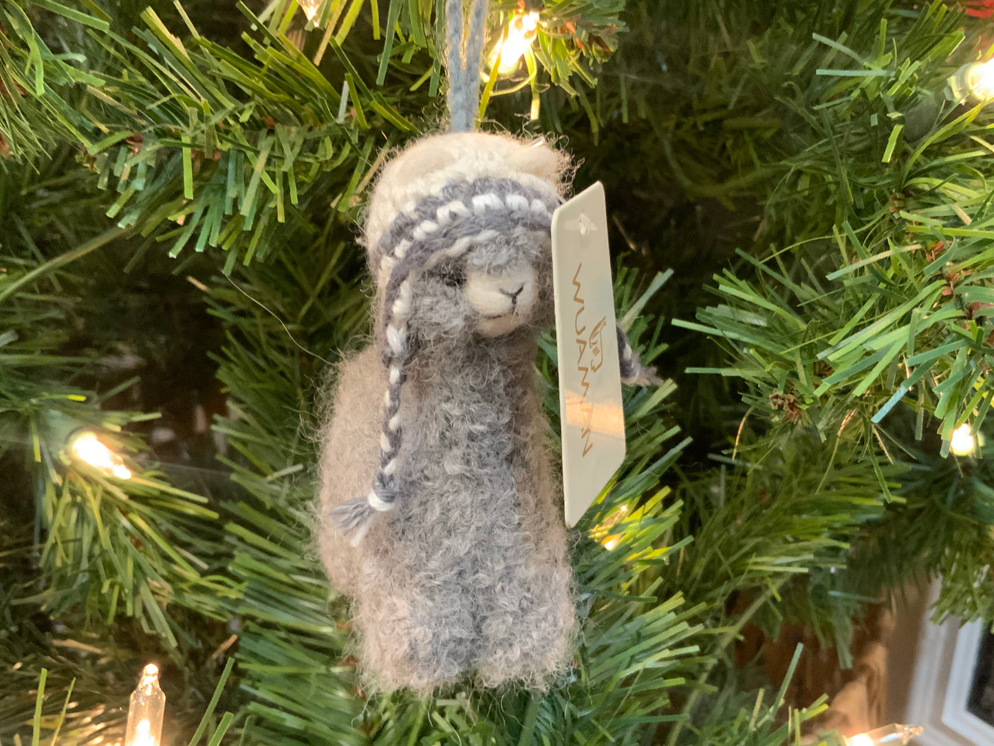 Needle Felted Alpaca Ornament