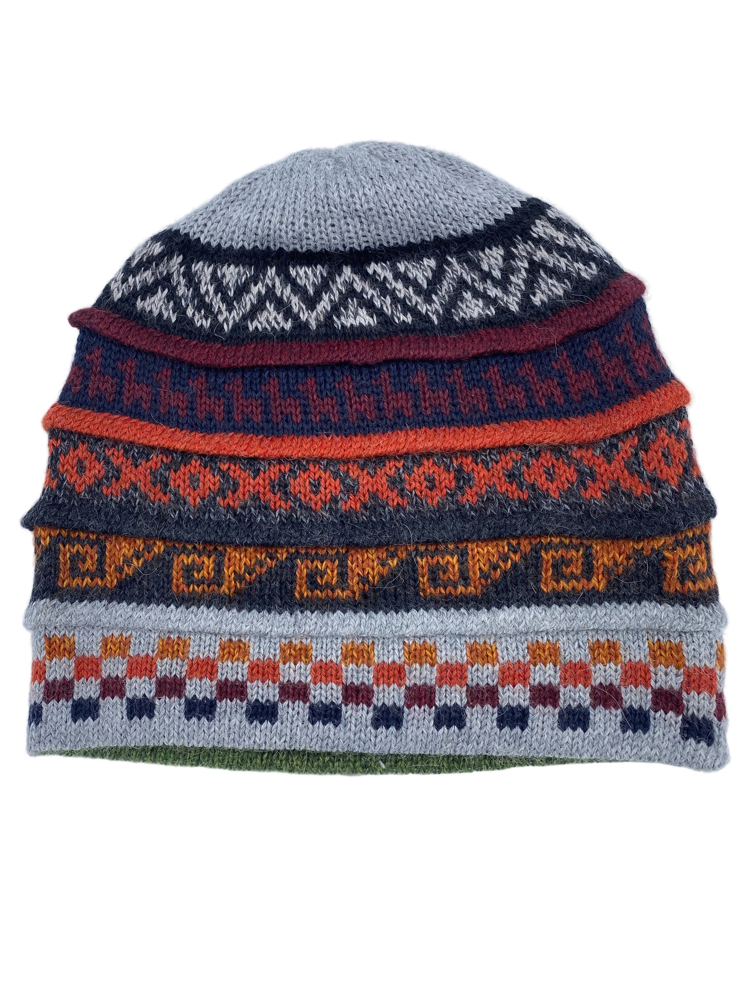 Reversible Baby Alpaca Hat with Multicolor design