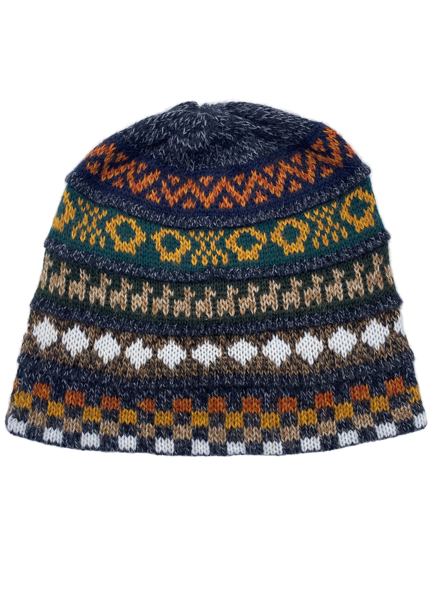 Reversible Baby Alpaca Hat with Multicolor design