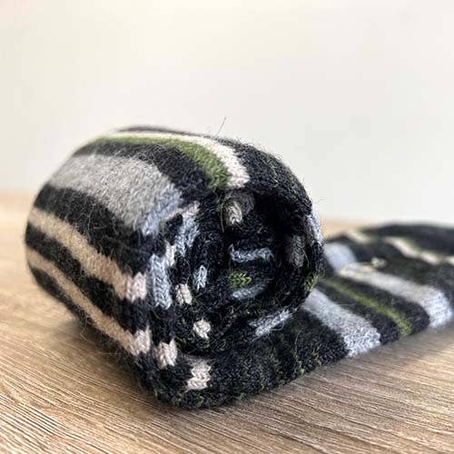 Alpaca Socks - Stripe - Moss