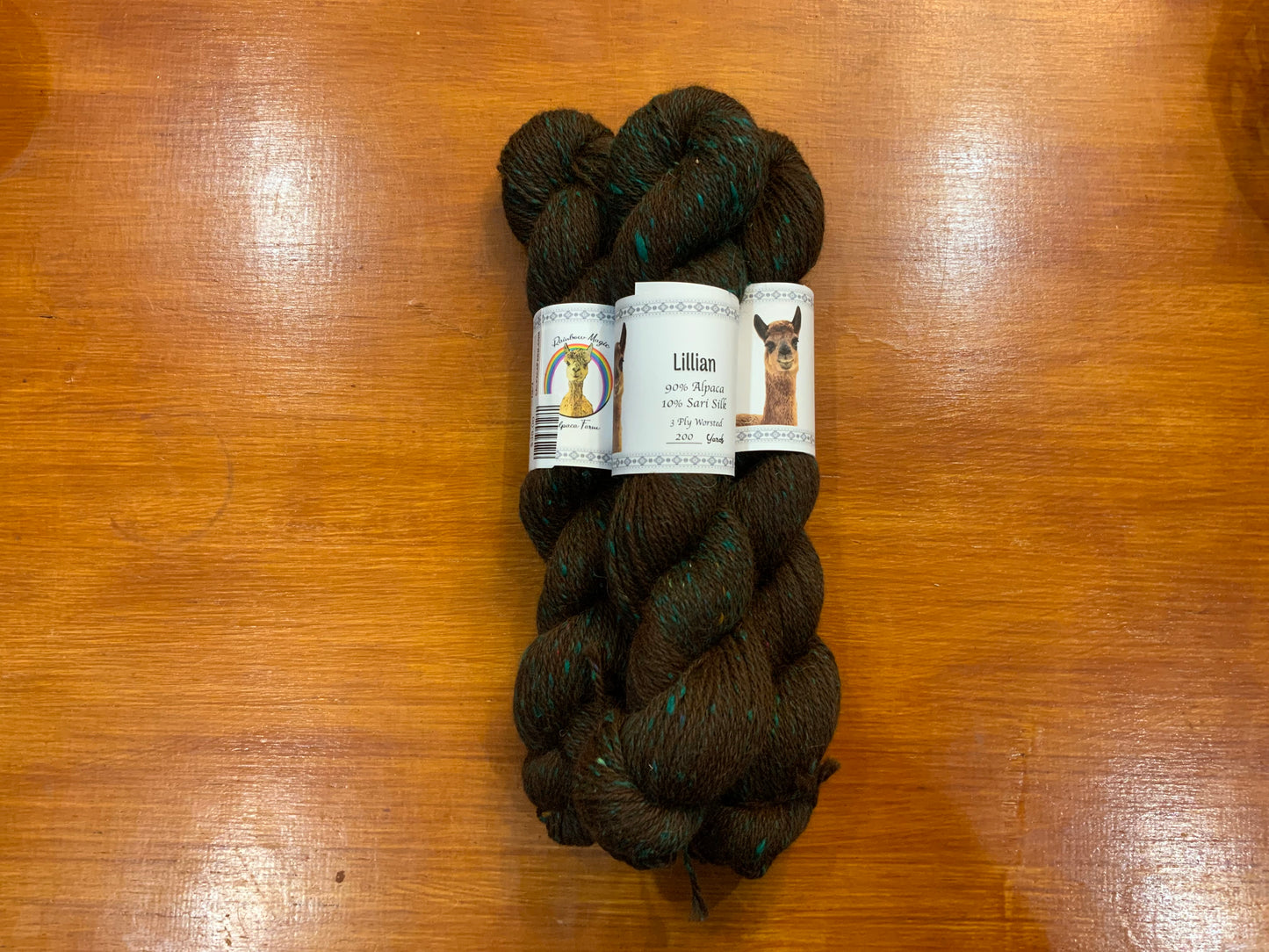 Lillian 3ply worsted 10% sari silk funky duckling %90 Alpaca