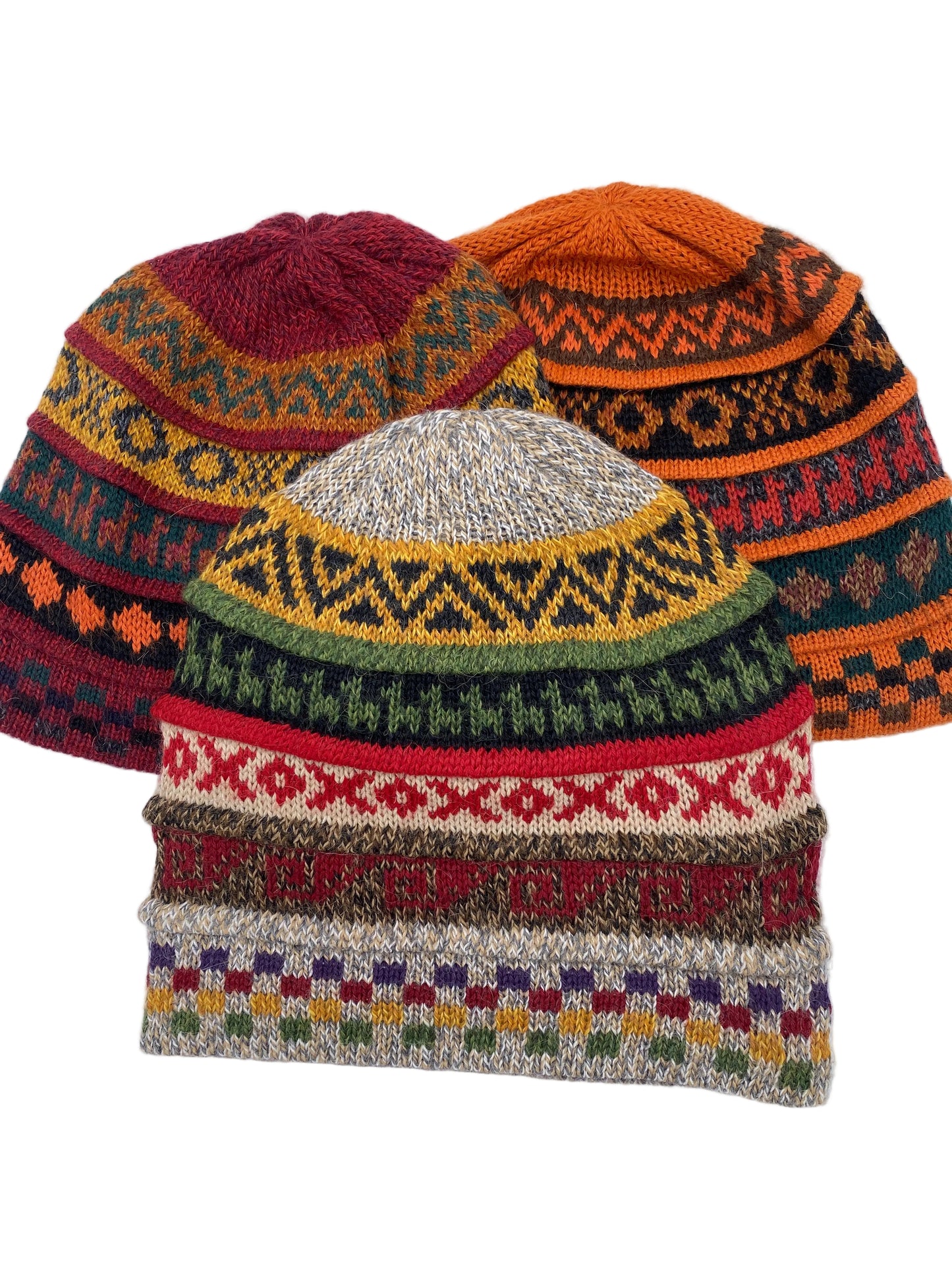 Reversible Baby Alpaca Hat with Multicolor design