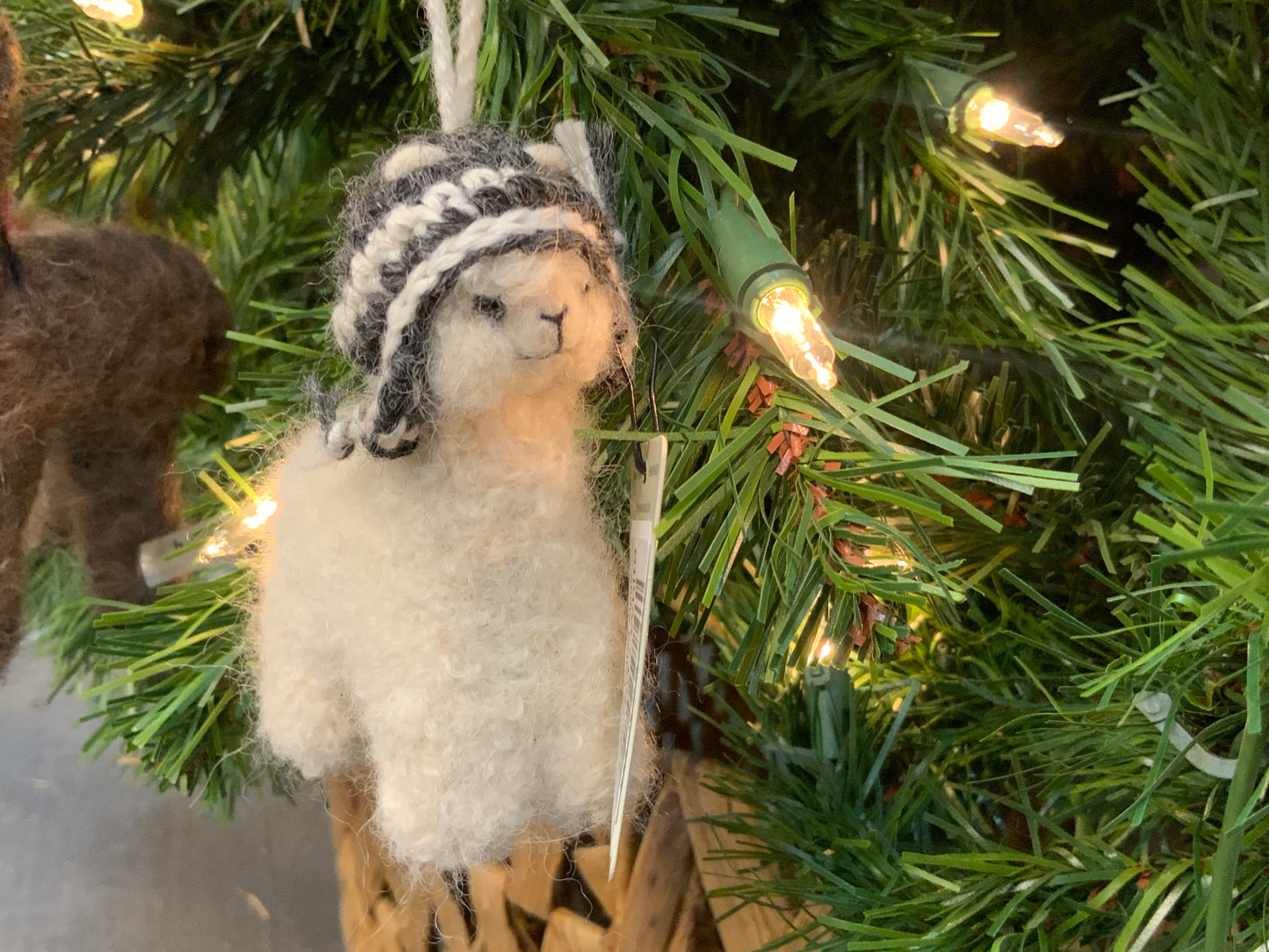Needle Felted Alpaca Ornament