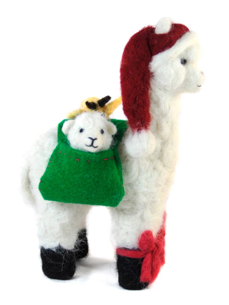 Alpaca Noel Santa: Felted Christmas Decor