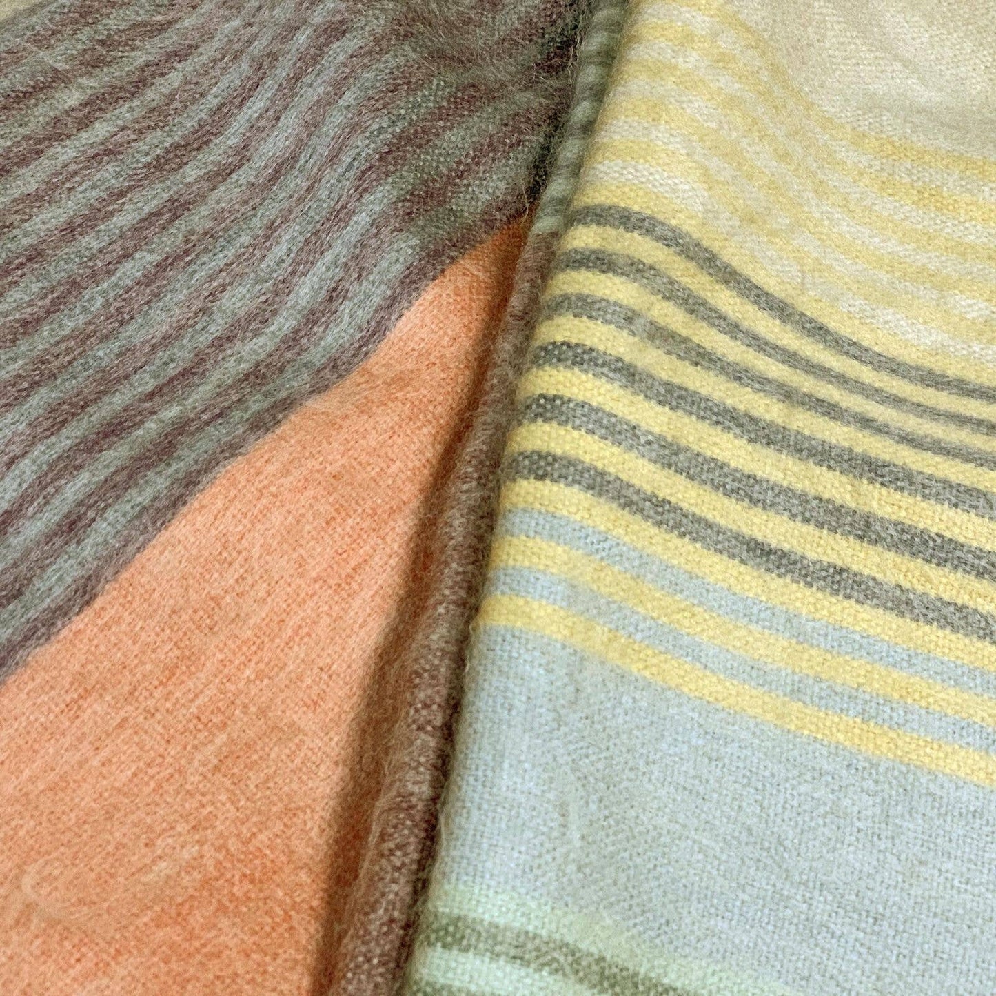 Soft & Warm Baby Alpaca Wool Throw Blanket / Sofa Cover - Queen 90" x 70" - Mixed Striped Pattern