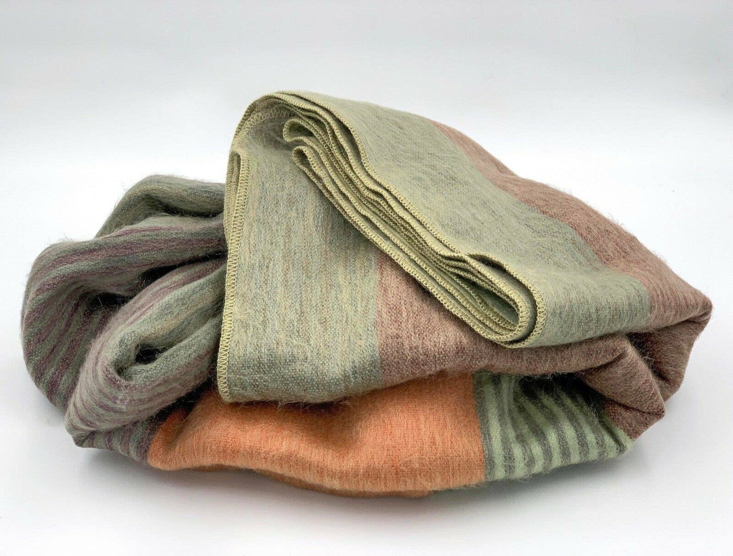 Soft & Warm Baby Alpaca Wool Throw Blanket / Sofa Cover - Queen 90" x 70" - Mixed Striped Pattern