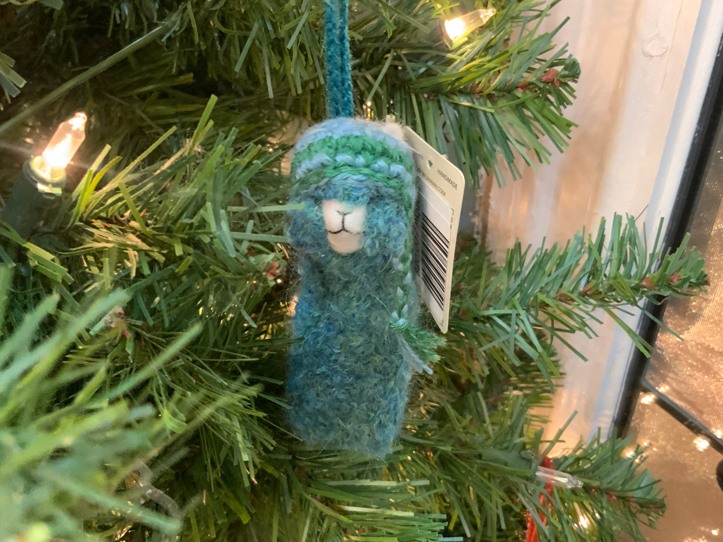 Needle Felted Alpaca Ornament