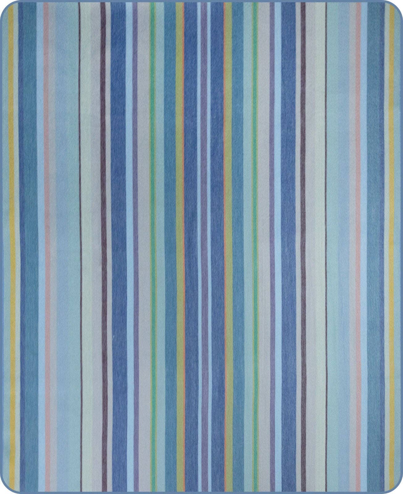 Sigsipamba - Baby Alpaca Wool Blanket - Queen 96 x 65 in - Multicolor Striped in Blue & Green Tones