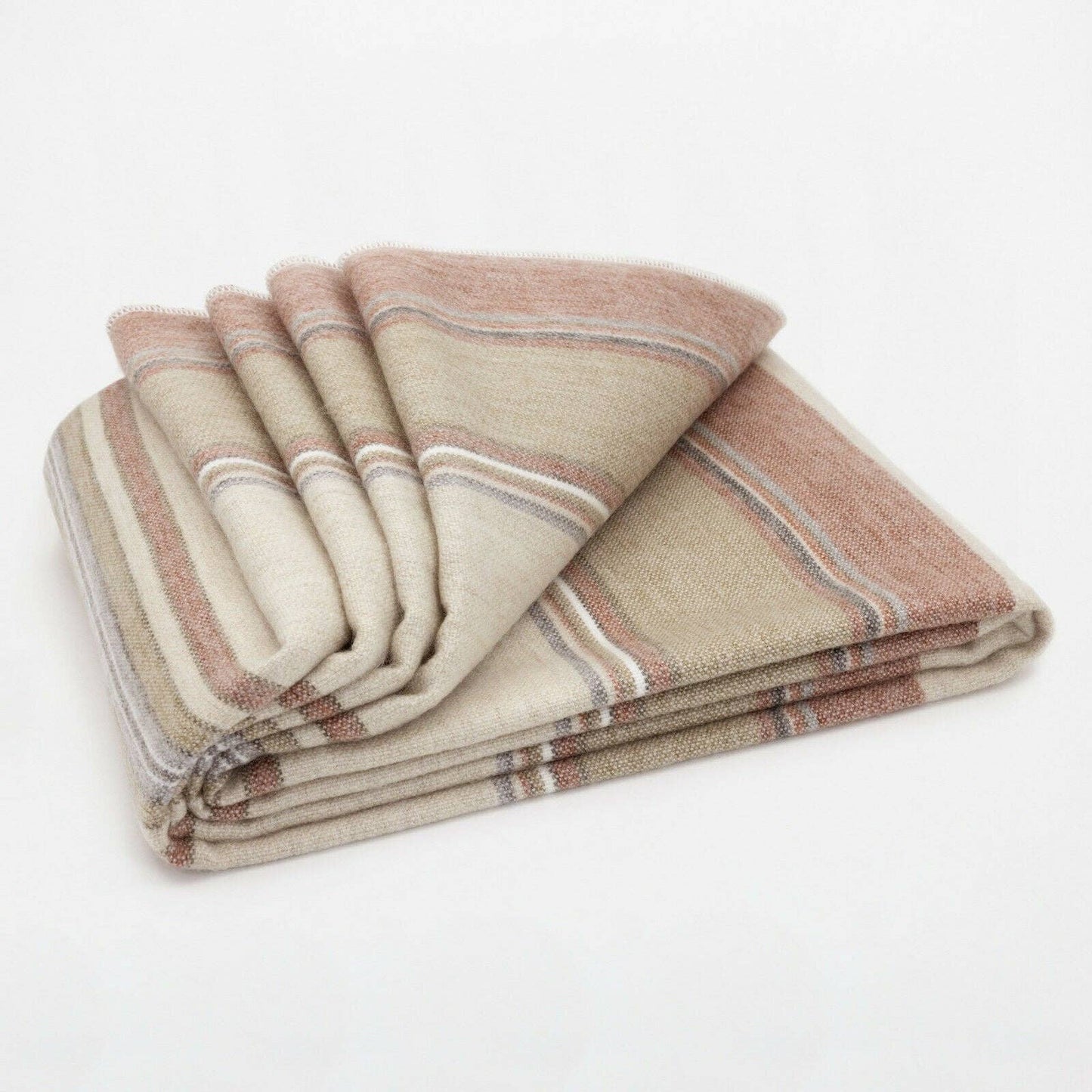 Zhumir - Baby Alpaca Wool Blanket - Queen 95" x 66" - Earthy Stripes Pattern