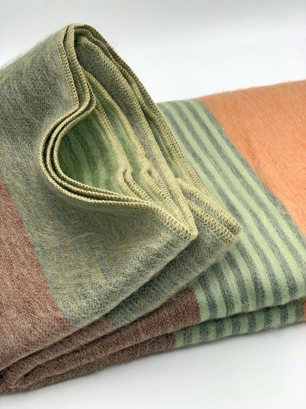 Soft & Warm Baby Alpaca Wool Throw Blanket / Sofa Cover - Queen 90" x 70" - Mixed Striped Pattern