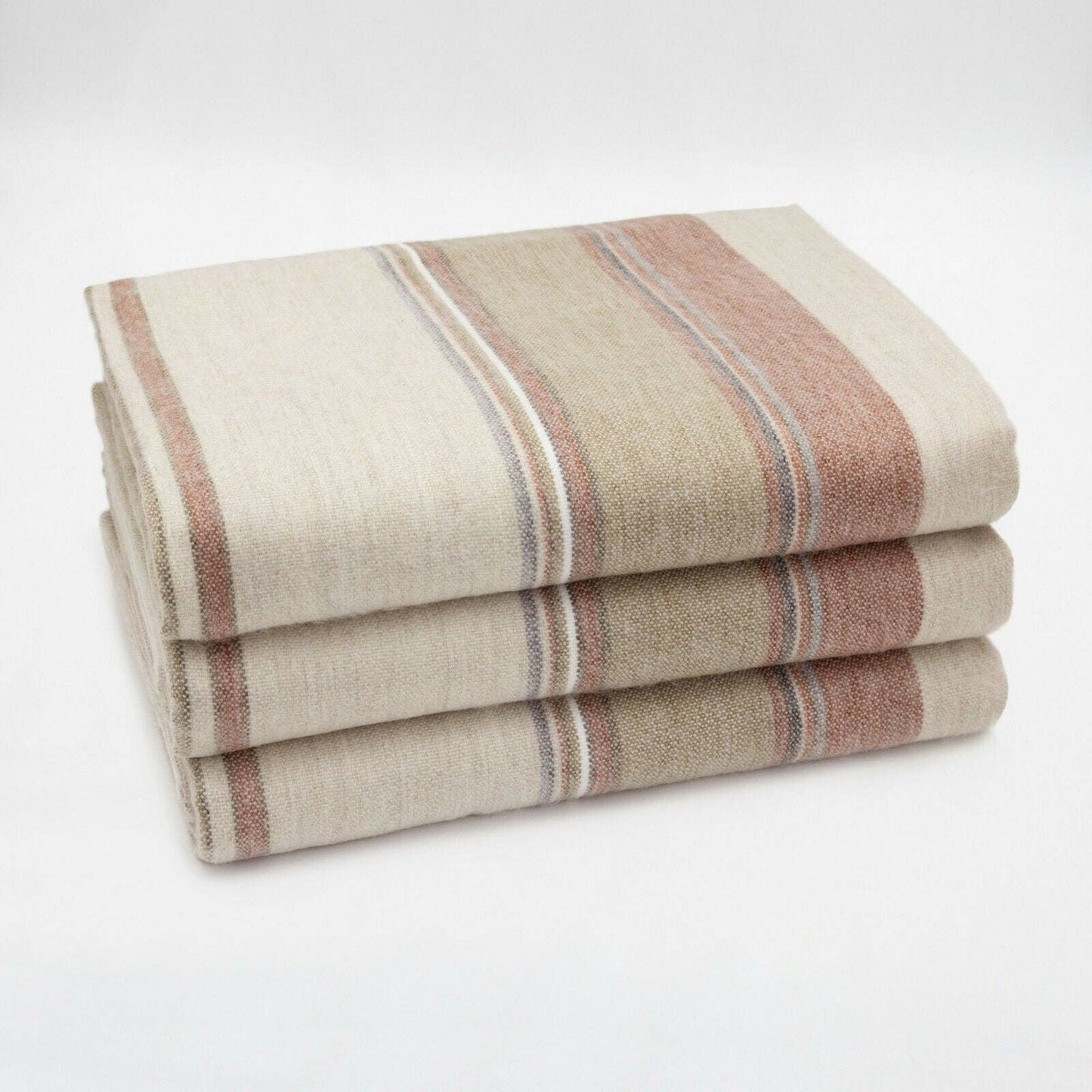 Zhumir - Baby Alpaca Wool Blanket - Queen 95" x 66" - Earthy Stripes Pattern