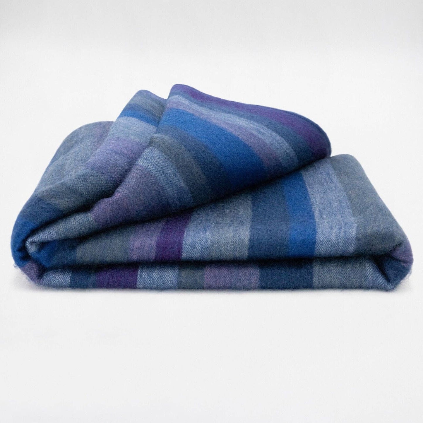 Morona - Baby Alpaca Wool Blanket  - Queen 96 x 68 in - Oceanic Blues - Varied Blue Tones