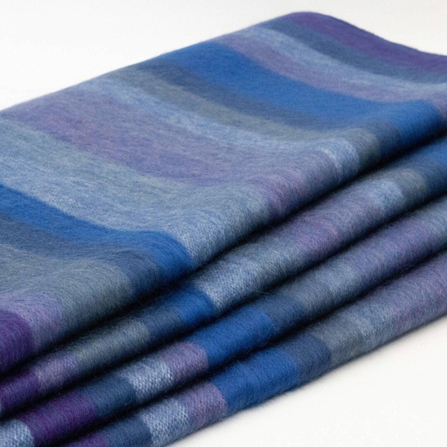 Morona - Baby Alpaca Wool Blanket  - Queen 96 x 68 in - Oceanic Blues - Varied Blue Tones