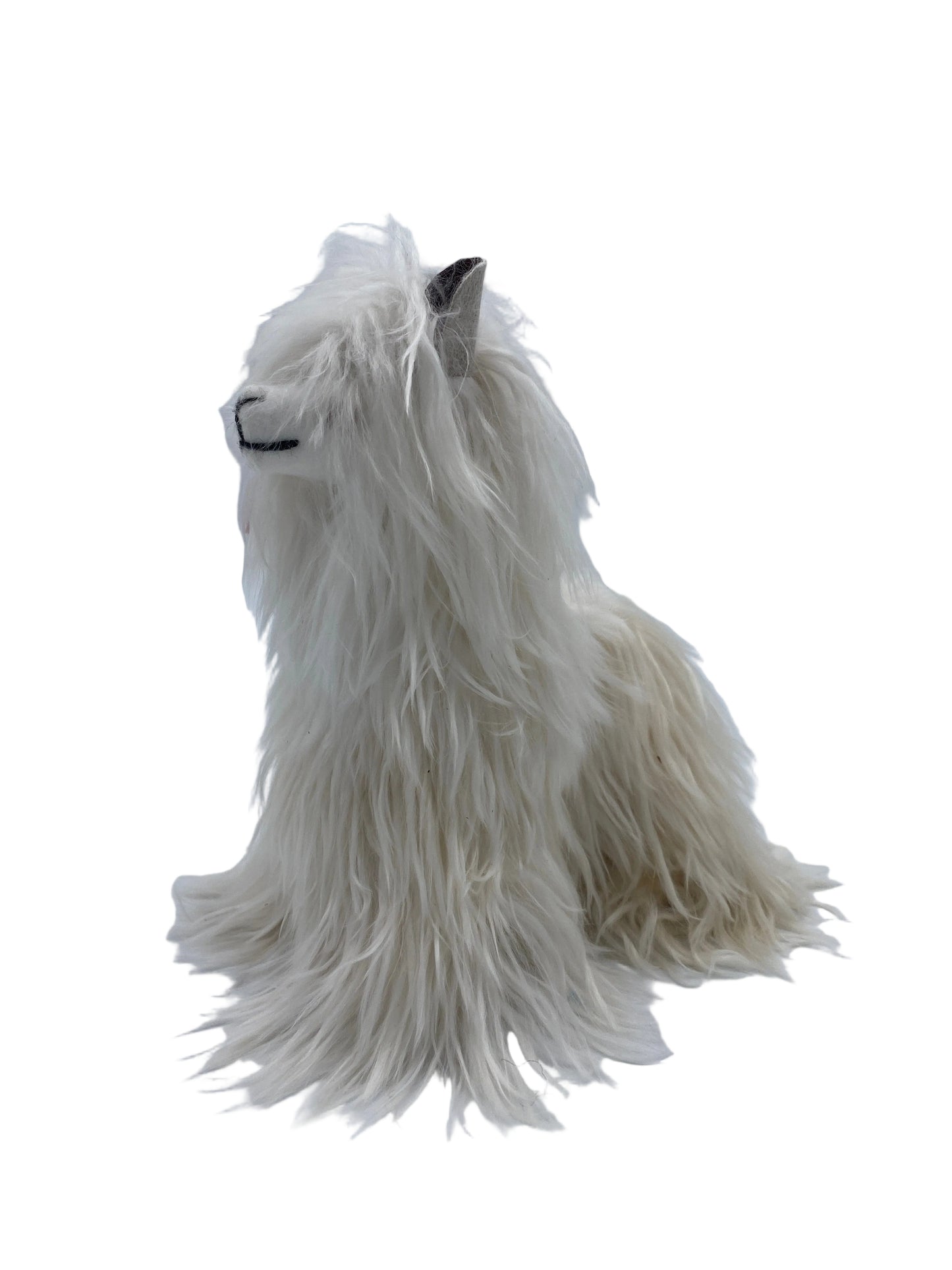 Natural Color Suri Alpaca Fur Doll Plush Toy 8" Soft Stuffed