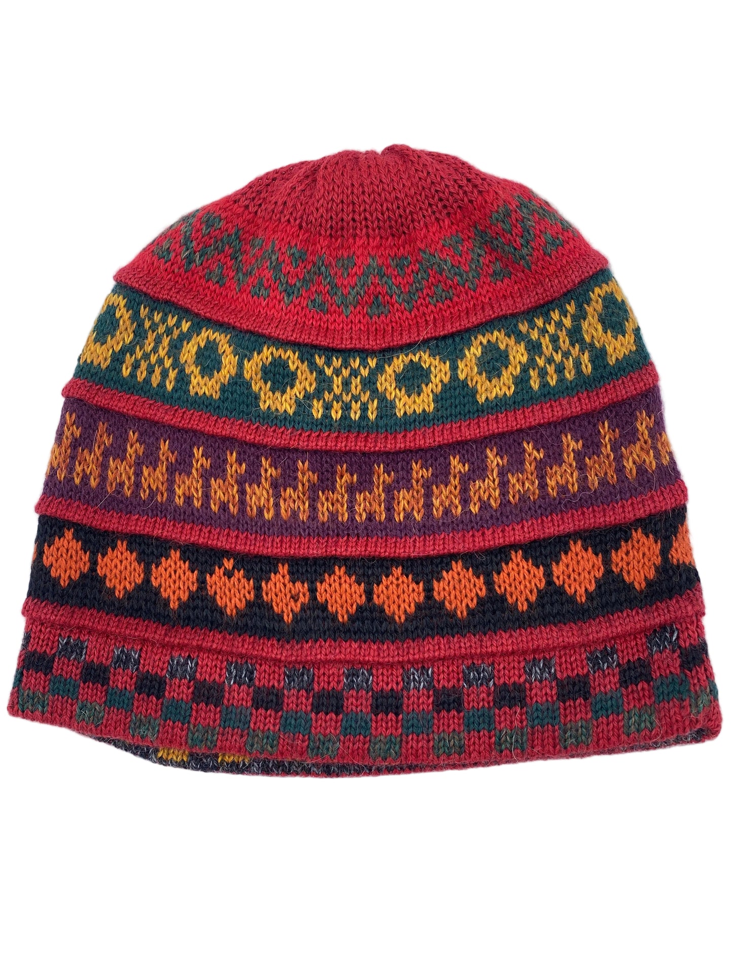 Reversible Baby Alpaca Hat with Multicolor design