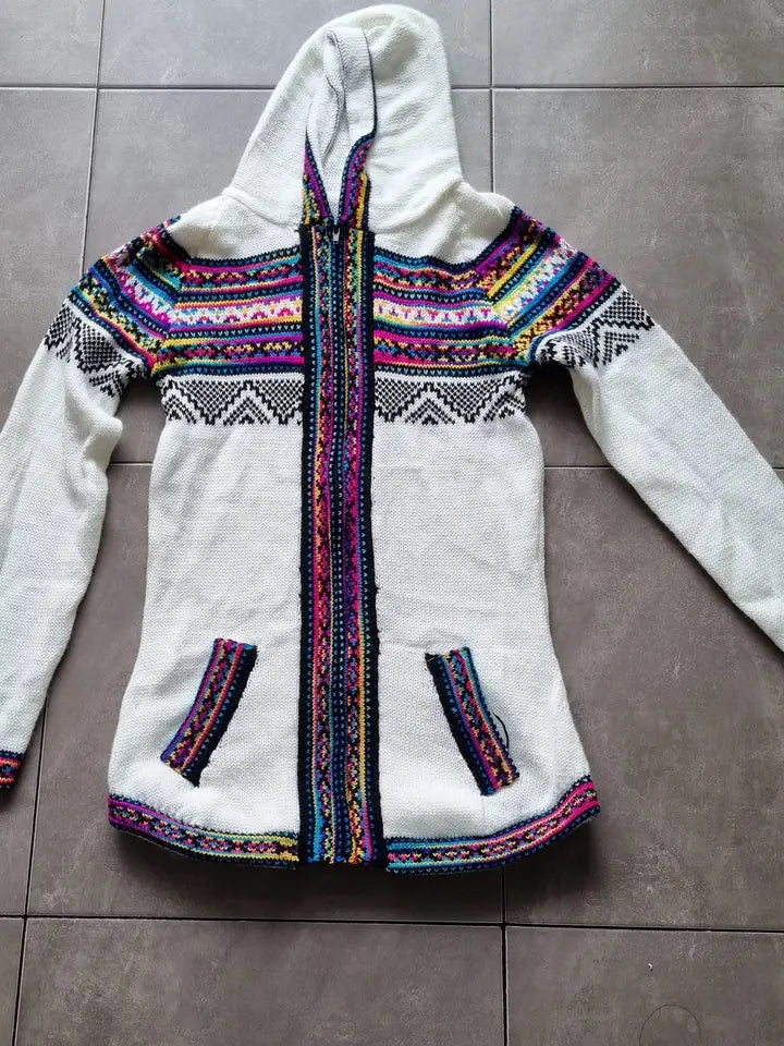 Hooded Alpaca Wool Zip-Up Sweater