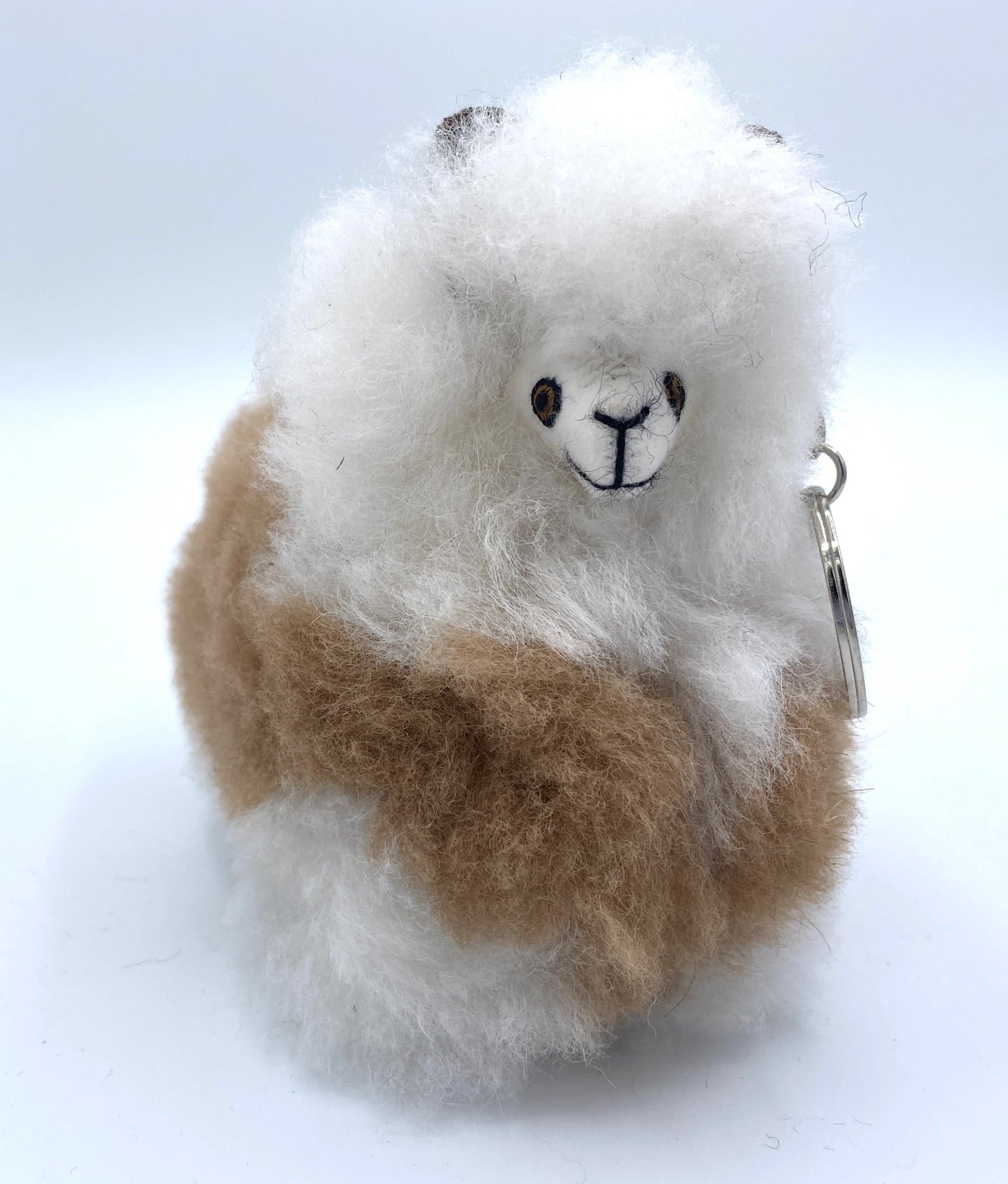 Alpaca Fur Figure Key Chain - 4.5” - Natural Multi