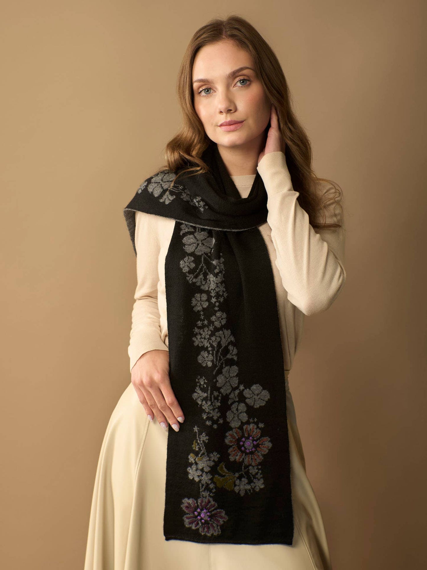 Julia Alpaca Scarf | Hand Embroidered