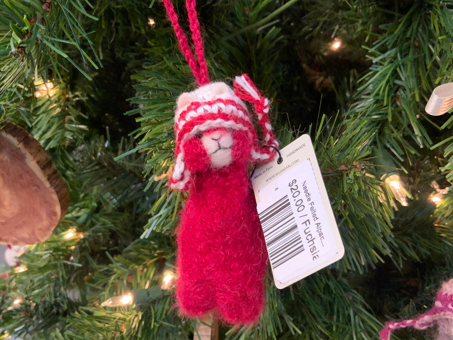 Needle Felted Alpaca Ornament