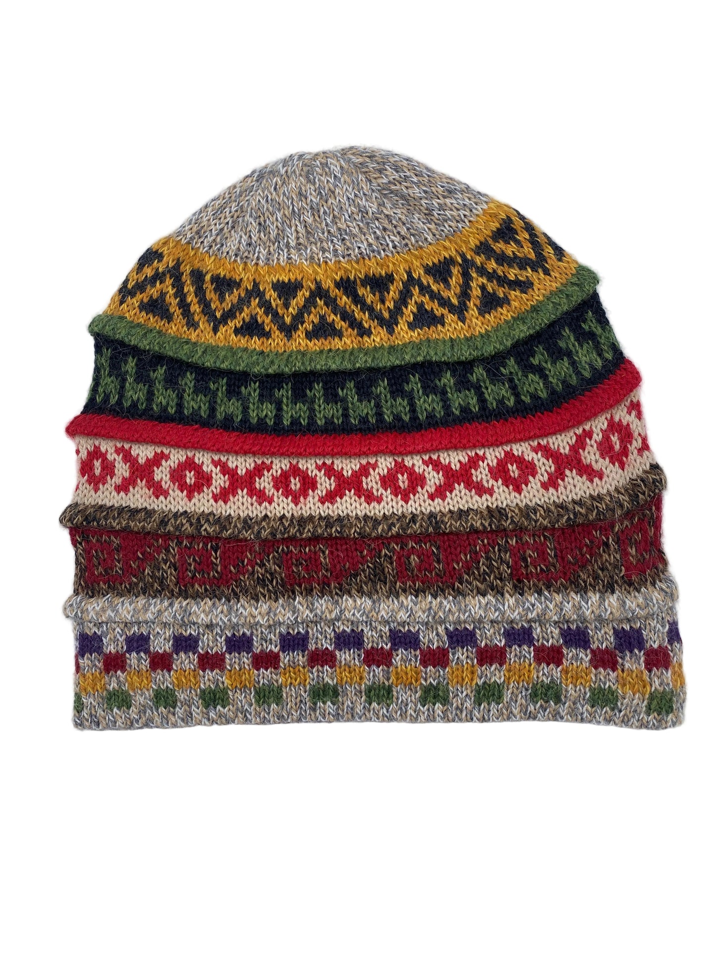 Reversible Baby Alpaca Hat with Multicolor design