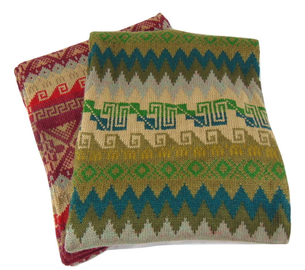 Barcelona 100% Alpaca Scarf  Wide Reversible with Geometric