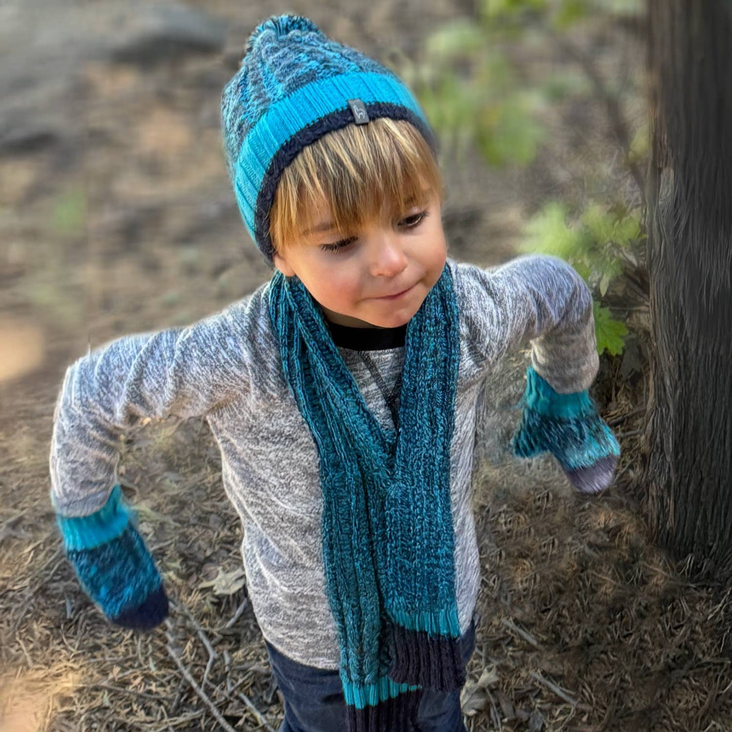 NEW! Kid's Alpaca Beanie Hat - Braided - Blueberry Twist