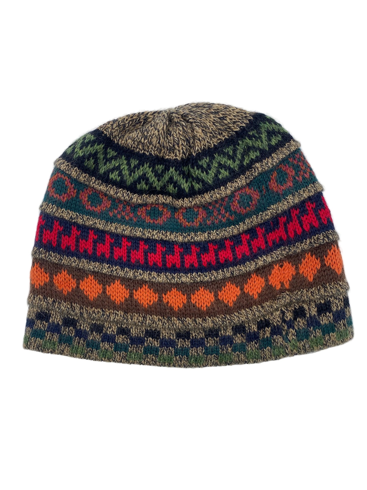 Reversible Baby Alpaca Hat with Multicolor design