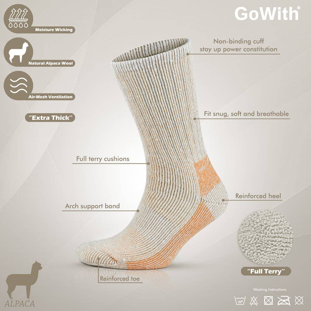 Double Layer Unisex Alpaca Wool Thermal Hiking Boot Socks Br