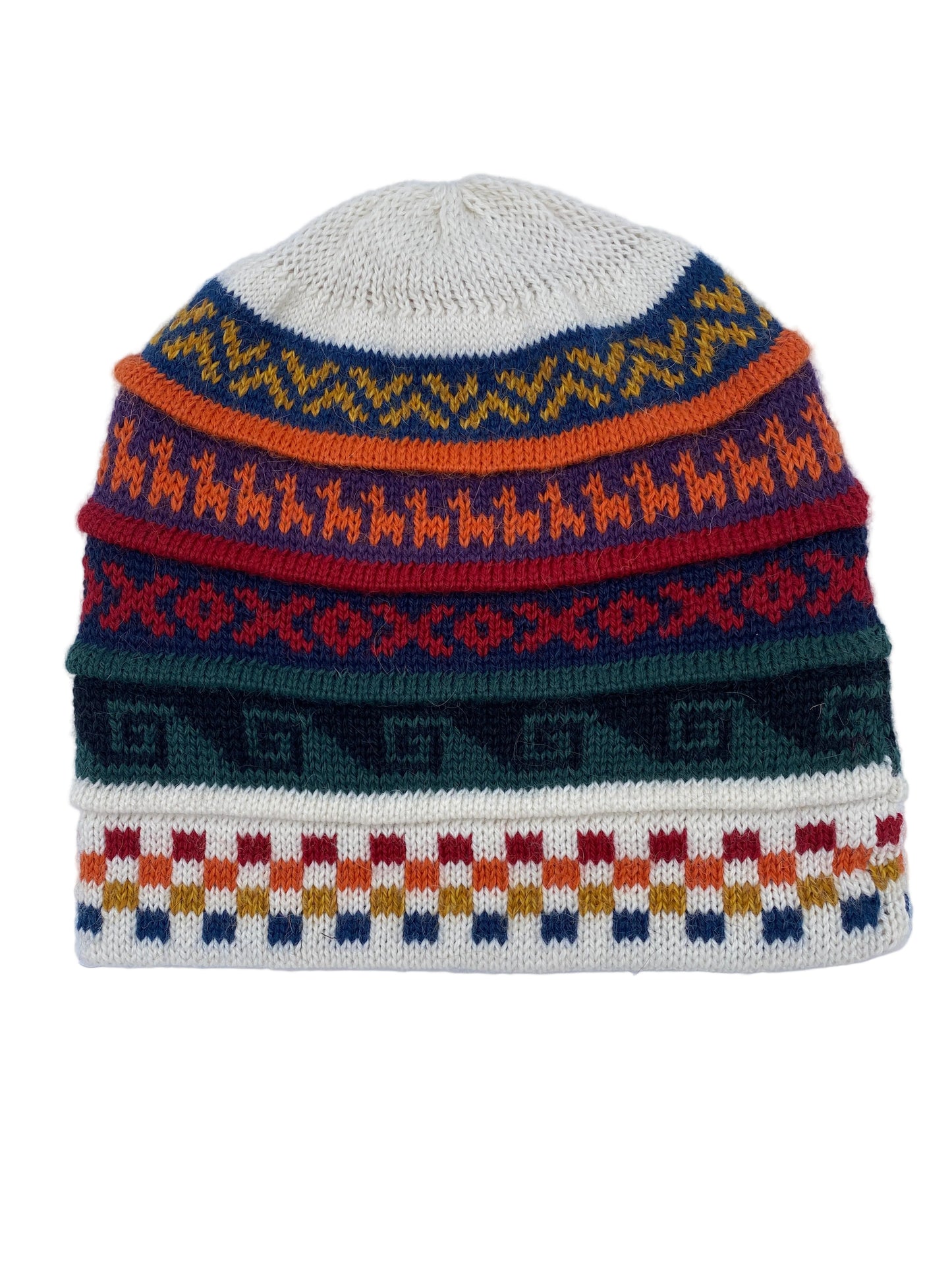 Reversible Baby Alpaca Hat with Multicolor design