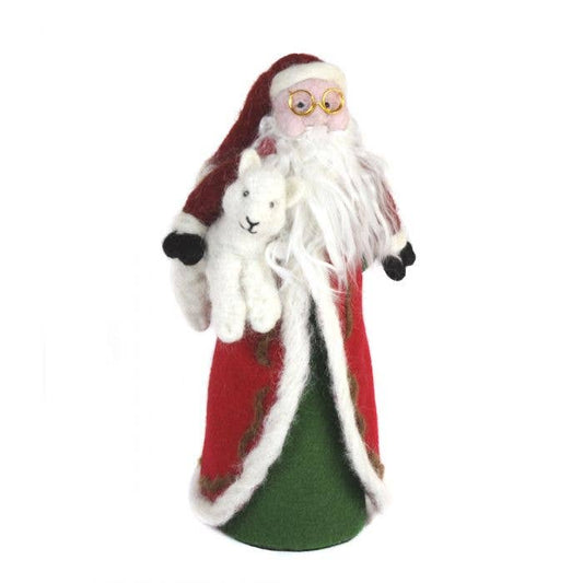 Father Christmas & Cria - Artisan Hand-Felted Alpaca Sculpture