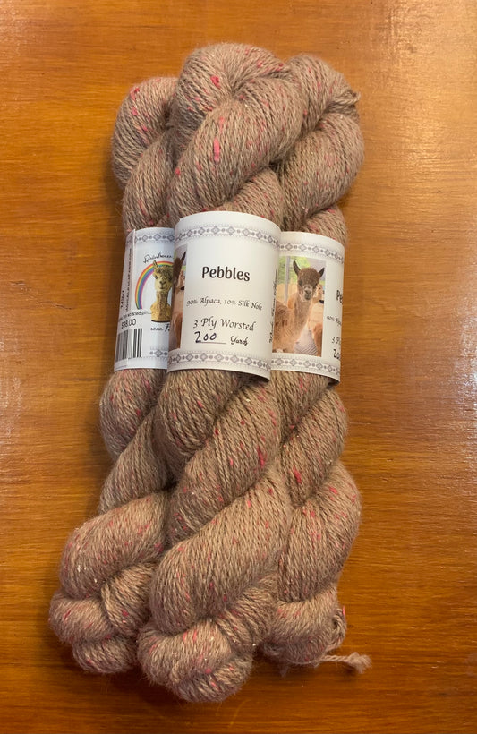 Pebbles 3ply worsted pink silk noil