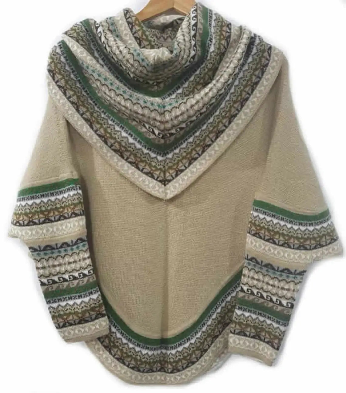 Superfine Alpaca Wool Knitted Turtleneck Poncho Cape