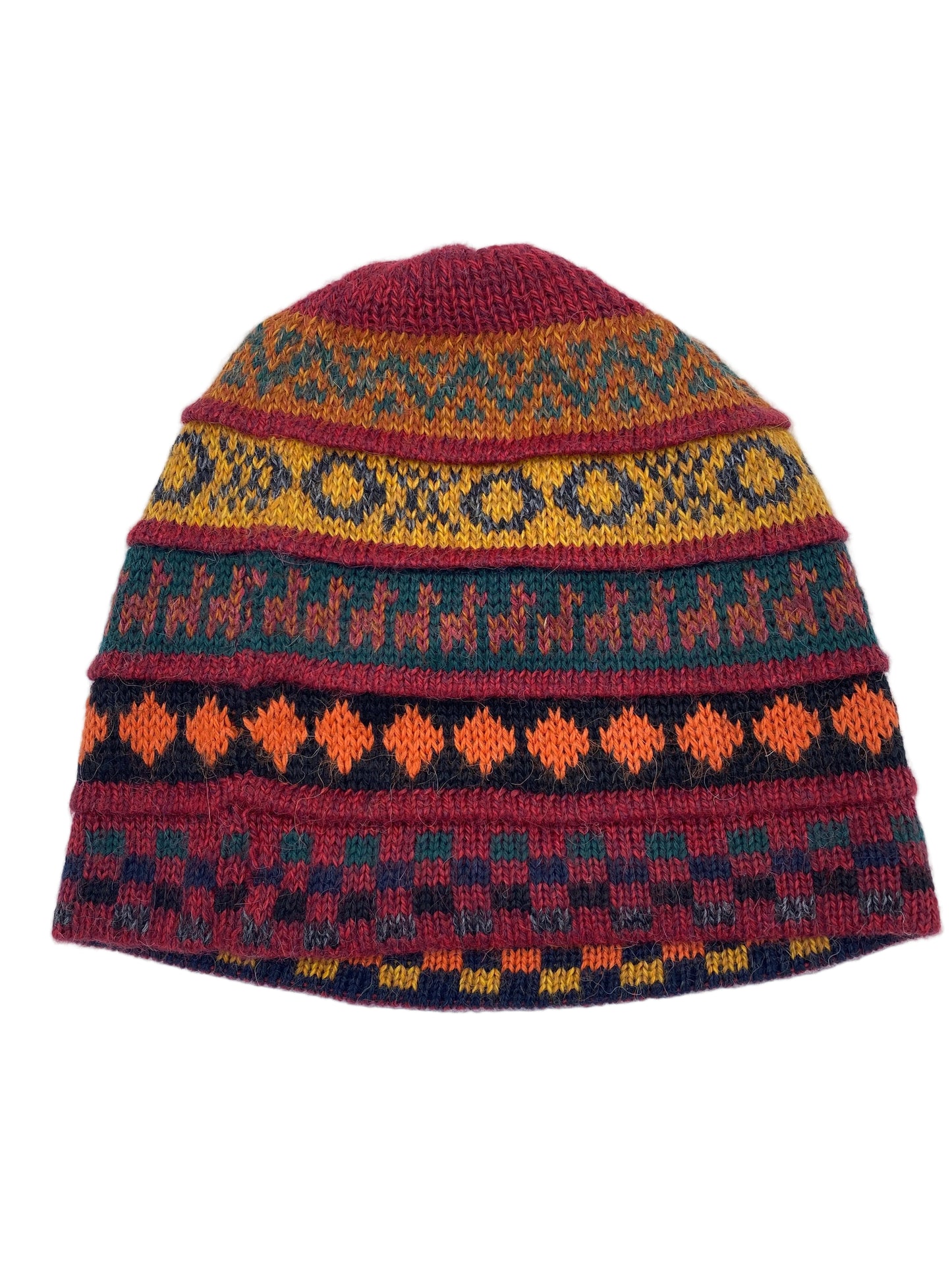 Reversible Baby Alpaca Hat with Multicolor design