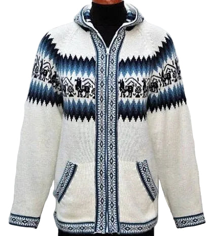 Hooded Alpaca Zip up Sweater