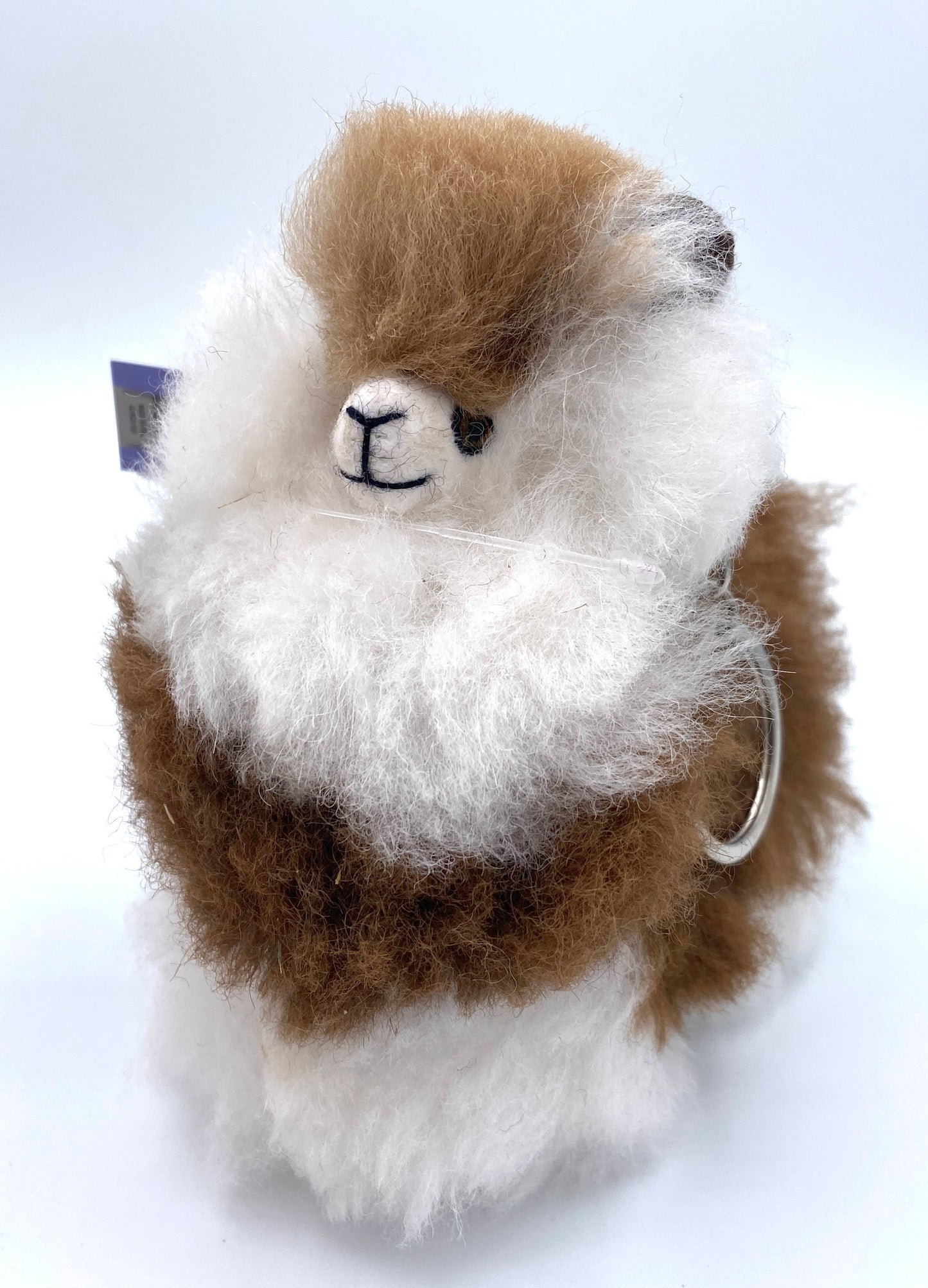 Alpaca Fur Figure Key Chain - 4.5” - Natural Multi