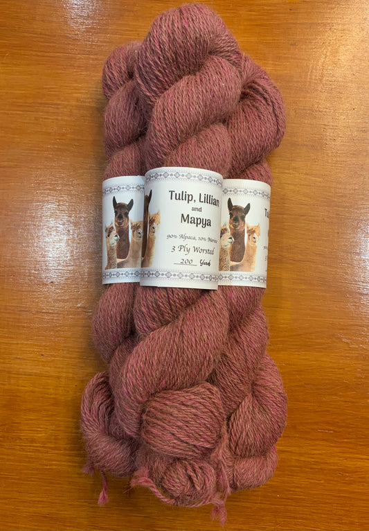 Tulip, Lillian, Mapya 3ply worsted. 10% merino