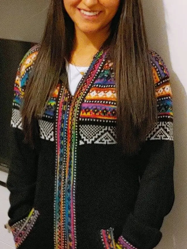 Hooded Alpaca Wool Zip-Up Sweater