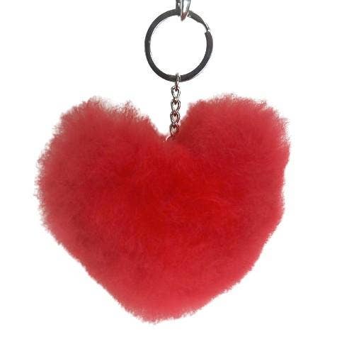Heart Shaped Alpaca Fur Keychain