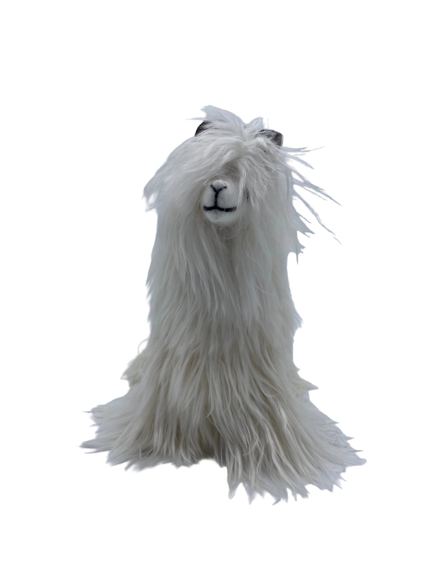 Natural Color Suri Alpaca Fur Doll Plush Toy 8" Soft Stuffed