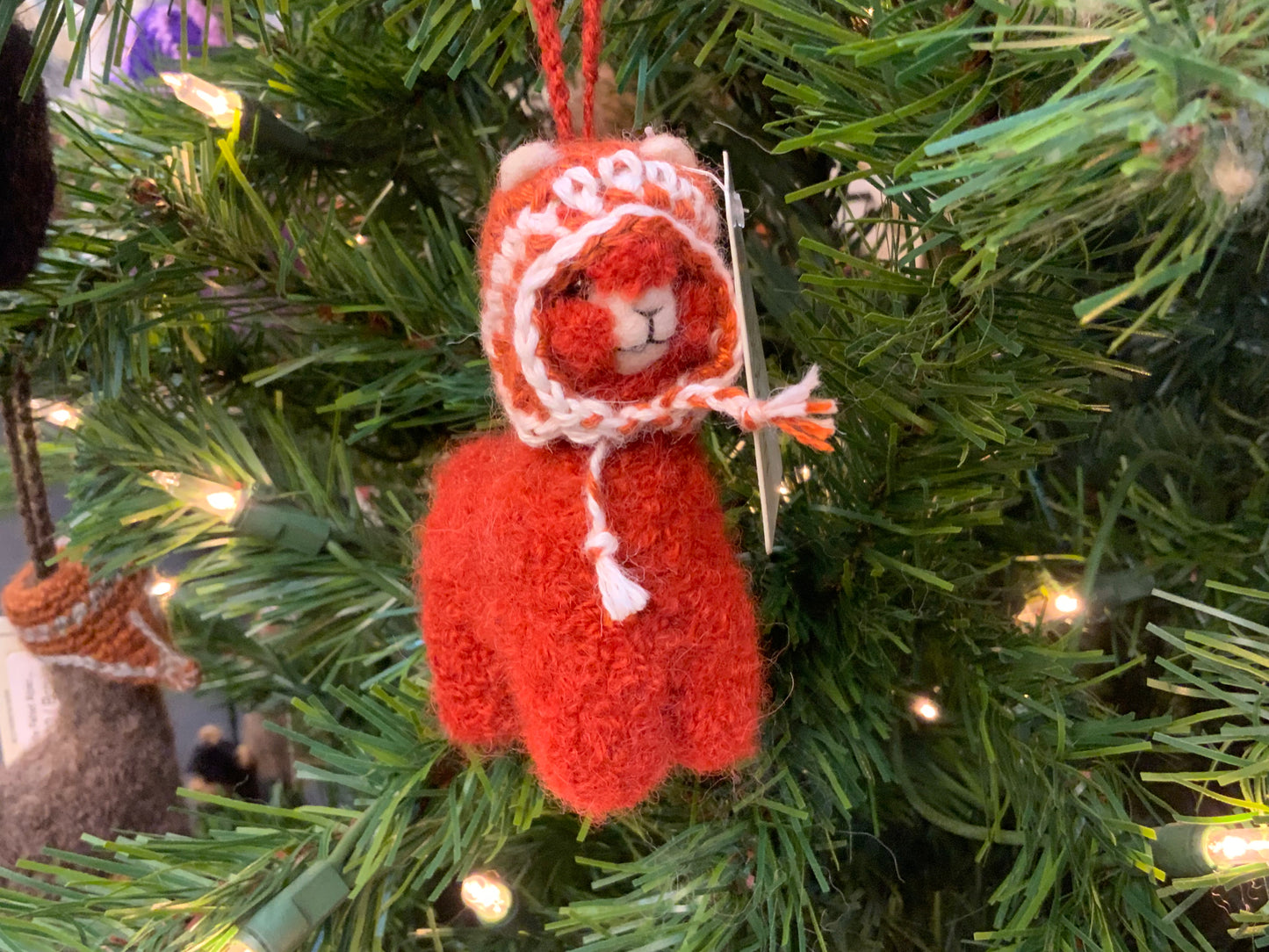 Needle Felted Alpaca Ornament