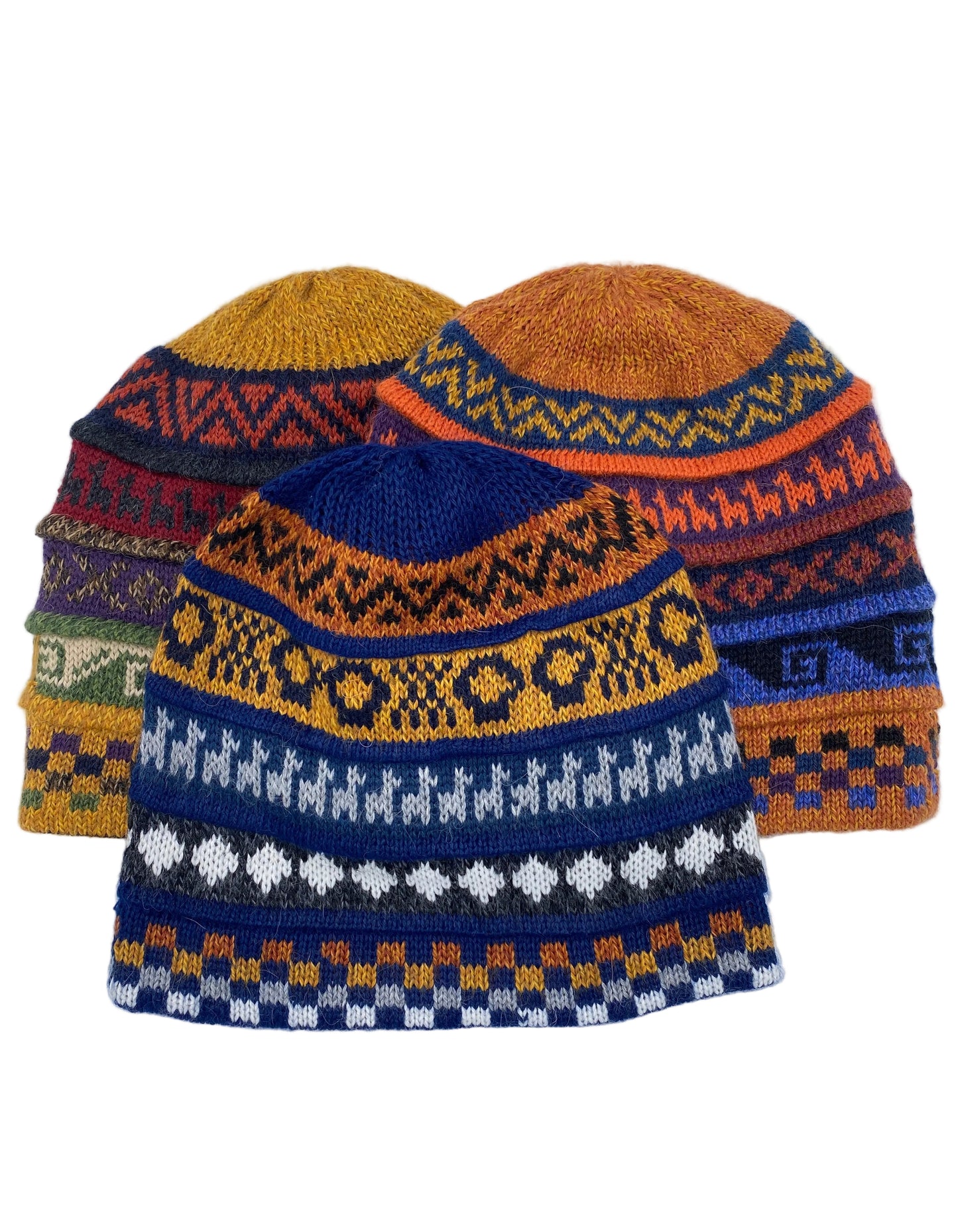 Reversible Baby Alpaca Hat with Multicolor design
