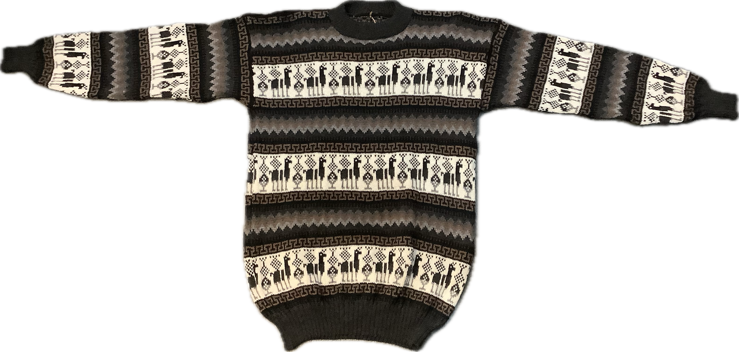 Crewneck Alpaca Figure Sweater